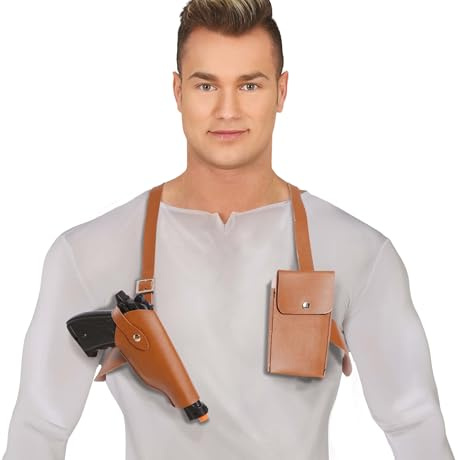 FIESTAS GUIRCA - Fondina a spalla, borsa in similpelle Marrone per adulti, accessorio per travestimenti - Cosplay per Carnevale - Tema: