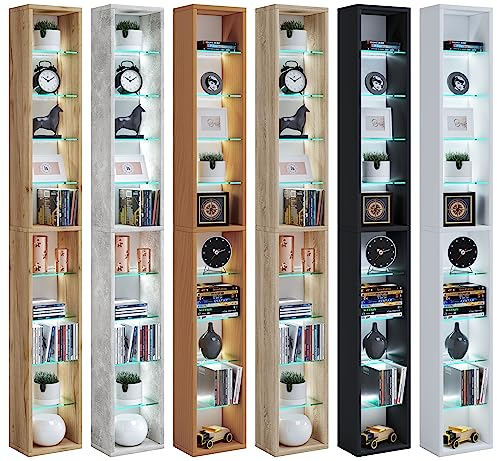 VCM Rasato XL Étagère en bois pour CD/DVD 155 x 21 x 14 cm (H x l x P)