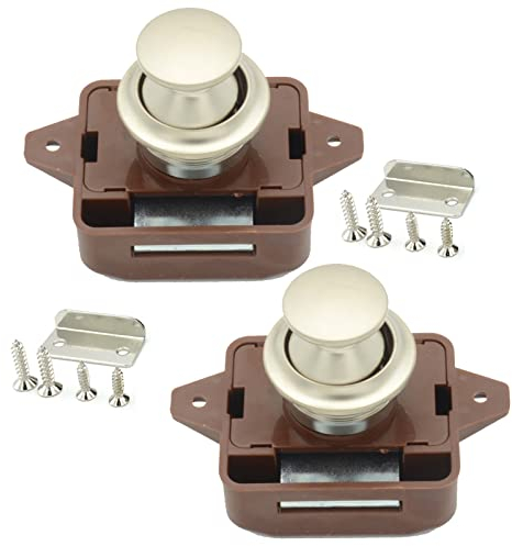 Vastsea 2 Pezzi Caravan Push Lock, Senza Chiave Chiusura Della Porta a Pulsante, Pulsante Per Serratura Armadio, per Camper, Caravan,Furgone, Yacht, Cabinet Door