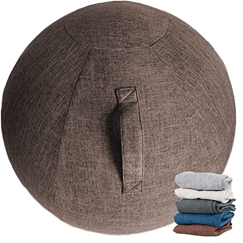 NILoykg& 55/65/75 cm Hülle Für Gymnastikball, Yoga-Ball Hülle, Gymnastikballhülle Für Sitzball,Stoffüberzug, Für Fitnessball, Pilates, Büroball, Balanceball(Nur Hülle),Braun,65cm