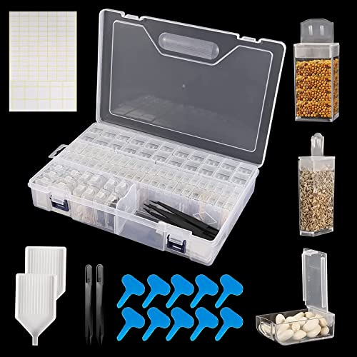 Longzhuo Saatgutboxen Organisatoren,80 Slots Samen Organizer Saatgutspeicher -Organizer Box mit Etikett Aufkleber,Saatgut Container Lagerung für TomatenSamen,Chili Samen,Diamond Painting Zubehör