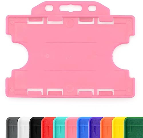 CKB LTD Starr Offenes Gesicht doppelseitig 2 ID Karten zum Einschieben Ausweishalter horizontal/Querformat Kunststoff Für Zwei Kreditkartengröße Karten 86x54 mm 100 Stück - Rosa