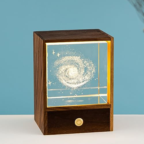 AVCULT Luce Notturna A Sfera di Cristallo, 3D Sfera di Cristallo Luce Notturna Palla di Vetro Lampada Notte con Base in Legno per Bambini, Amici, Amanti, Compleanno, Decorazione Natalizia (Color : D)