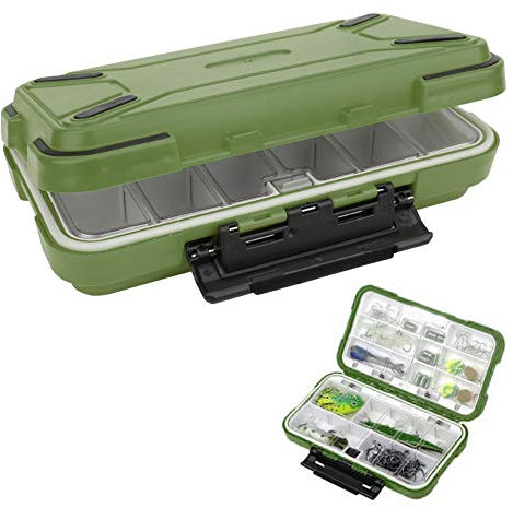 QANYEGN Angelköderboxen, Tragbare Angelgerätebox, Angelgerät-Behälterbox Für Das Fliegenfischen Mit Weste(Grün)