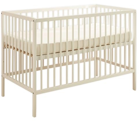 Stella Trading Celia Sicheres Babybett 60x120 cm aus massiver Buche in Weiß - Funktionales Baby Gitterbett mit höhenverstellbarem Lattenrost - 64 x 80 x 124 cm (B/H/T)