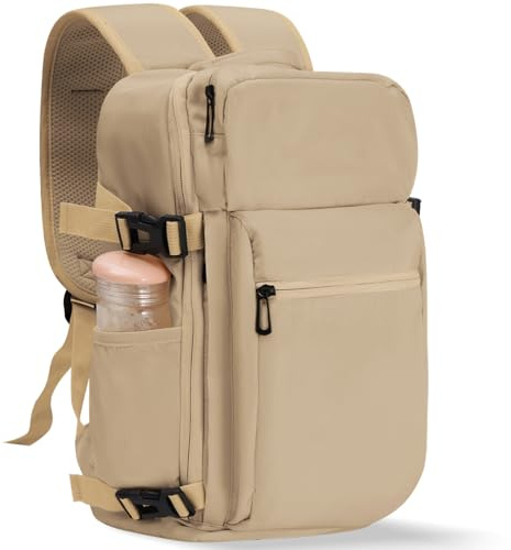 VOESLD Rucksack Handgepäck 40x20x25 für Ryanair, Wizzair & Eurowings - Damen & Herren Rucksack für Reisen, Flugzeug Untersitz, Laptop & Kabinentasche (Schwarz) (40x20x25-black) (Khaki45x36x20)