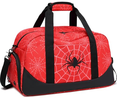 JIANYA Kids Duffle Bag Boys Sports Gym Bag with Shoe Compartment & Wet Pocket, Kids Carry On Weekender Travel Bag, Red