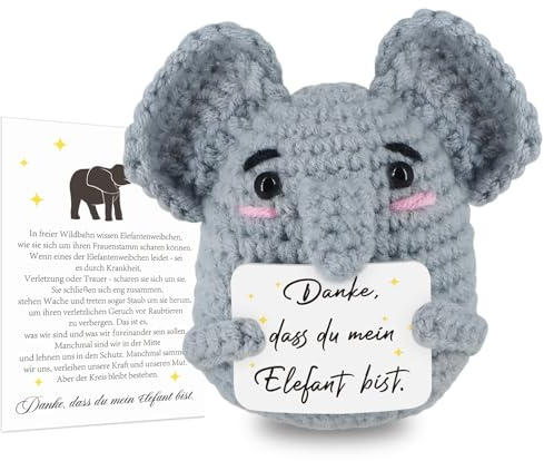 WenmthG Pocket Hug Positive Elefant Gehäkelte Glück Puppe Dankeschön Geschenke Klein MutmacherGeschenk Gute Besserung Geschenk Einschulung Glücksbringer Plüsch, Positive Kartoffel Deutsch Ersatz
