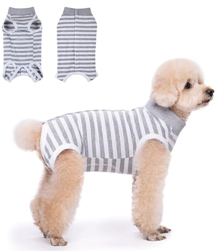 TQFlow Hundbody Nach Op, Body Hund Kastration Wundschutzanzüge Hündin Rüde, Wundschutz Professioneller Pet Recovery Suit, Operationsbody Hund Body Atmungsaktiv Hunde Einteiler (Grau,XS)