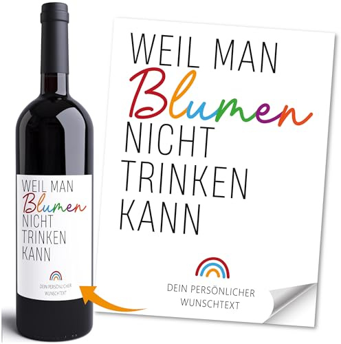 Moonworks® Weinetiketten personalisiert Flaschenetiketten selbstklebend Geschenkidee Geburtstag Besondere Anlässe Weingeschenk Schwarz unisize