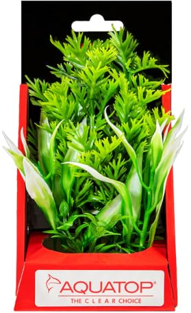 Aquatop 6 Green Vibrant Wild Plastic Plant w/Weighted Base for Aquariums, PD-VWG6