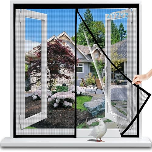 Bugs Window Screen 110x215cm Black Self-Closing Privacy Door Cover Screen for Doorways Keep Draft Out for Air Conditioner Room, Heater Room, Living