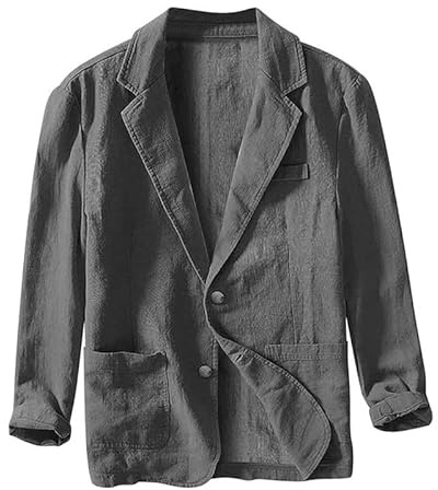 ZGantrix Men's Linen Jacket Blazer Leisure Suit Jacket Two Button Lightweight Sports Coats Slim Fit Leisure Blazer Men's Suit Jacket Jacket Sporty Leisure Two Button Lightweight Sports Coats