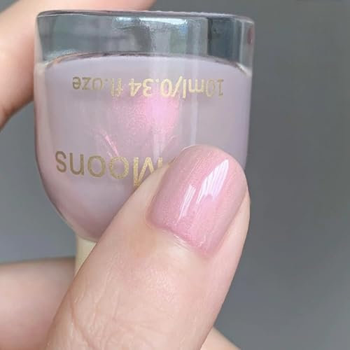 Pearl Nail Polish - Pink Nail Polish - Glitter Nail polish - Shimmer Aurora Pink nail Varnish - Breathable Quick Dry nail polish No UV - Mermaid Iridescent Pearl nail Varnish For Women Nails Art DIY