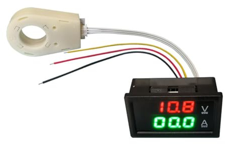 Enwye Misuratore di Tensione e amperometro CC, misuratore di Tensione e Corrente a Doppio Display CC 5-100V 100A con trasformatore con sensore a Effetto Hall