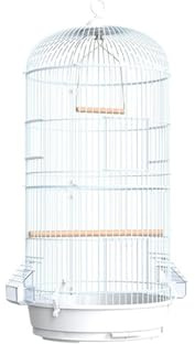 Gabbia per uccelli Gabbia for uccelli in metallo a doppio strato in stile europeo, con telaio estraibile, facile da smontare, for appendere pappagalli e storni. Voliera da esterno(Bianco)