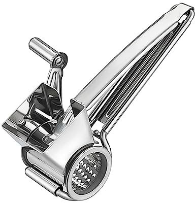 TOPBATHY Rallador De Queso Manual De Acero Inoxidable Rallador Giratorio Con Manivela Seguro y Anticorrosivo Para Queso Duro Chocolate y Frutos Secos Fácil Limpieza Para Uso Doméstico y Pro