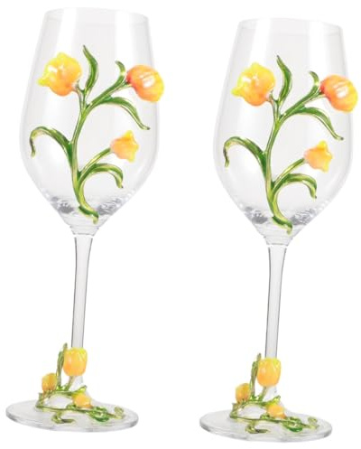 Cabilock 2 Piezas Copa de Vino de Diseño Floral Elegante Vaso de Coktail para Fiestas para Vino Champán y Bebidas Decoración de Mesa de Alta Gama Copa de Resistente y Estable