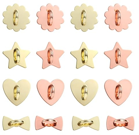 16 Stück Handy Charmhalter, Selbstklebende Metall Ständer für Smartphones Inklusive Sonnenblumen Stern Schleifen und Herz Förmigen Charm Haken als Zubehör für Handyhüllen Tablets und Pads