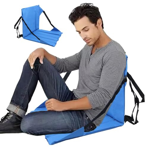 Genérico Sillas para Gradas con Respaldo - Cojín para Gradas con Soporte Dorsal,Cojín Antideslizante para Sentarse en Suelo en Camping Playa Fútbol Béisbol Picnic