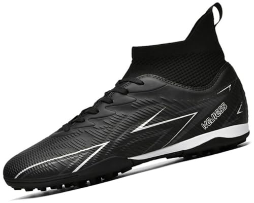 Football Boots Men's High-Top TF Children's Studded Shoes Youth Football Shoes Athletics Training Shoes Indoor Sports Soccer Shoes Kids Astro Turf Boots Black 7.5 UK