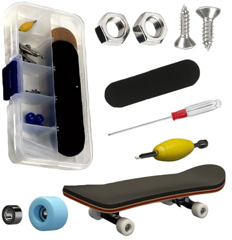 ZocRjvN Finger Skateboard Set, Professionelles Fingerboard aus Ahornholz mit Ersatzteilen, Ideal für Büro und Schule zur Entspannung und Fingerkoordination, Inklusive Werkzeug für DIY-Anpassungen