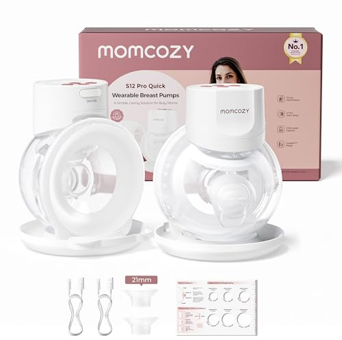 Momcozy Bröstpump S12 Pro Quick, Trådlös Handsfree Elektrisk Bröstpump, DoubleFit™ Hybrid Fläns, 3 Lägen & 9 Nivåer, Bärbar Pump med Smart Skärm, 2 Styck, Vit