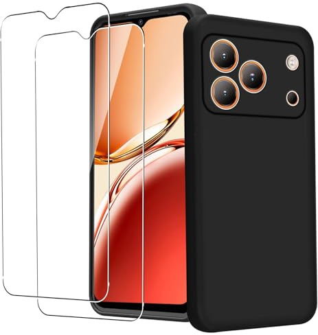 KZIOACSH Case for Blackview Wave 7C with 2 Tempered Glass, Flexible Ultra Slim Silky-Soft Touch Matte TPU Anti-Scratch Shockproof Drop Protection Rugged Phone Cover for Blackview Wave 7C