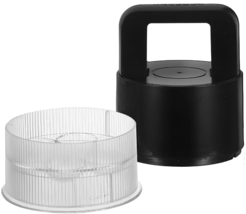 VILLCASE Dénoyauteur de Cerises Plastique et Acier Inoxydable 304 Extracteur de Noyaux de Cerises 7-en-1 à Pression Noir, Récipient Transparent, pour Confiture, Débutants