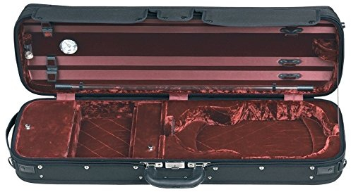 GEWA Violinkoffer Liuteria Atlanta, Thermokern, wasserabweisend, mit Notentasche, schwarz, innern Rautenplüsch rot 4/4