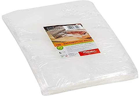 Reber Sacchetti Goffrati 6724N per sottovuoto, 25x35 cm, 105 micron, anti-UV, 100pz., trasparente