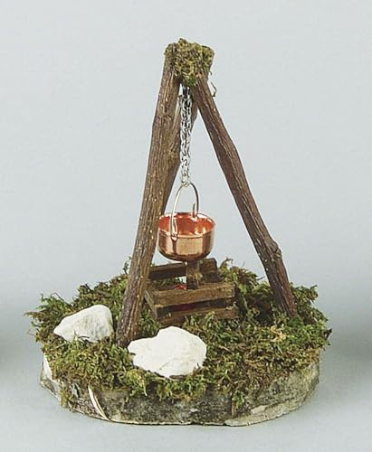 Kahlert Licht 040676 - Miniatur - Lagerfeuer mit Kessel und Flackerlicht, 140 mm hoch