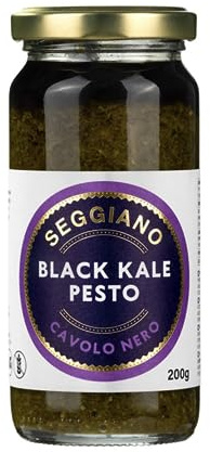 Seggiano Black Kale Pesto 200g - Vegan, GMO Free, Gluten Free, Wheat Free, Raw, Vegetarian & Suitable for Coeliacs - Product of Sicily - Excellent with Pasta