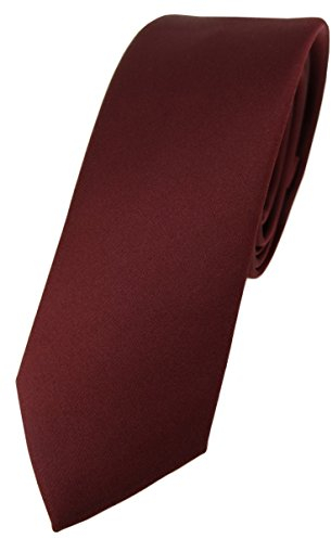 TigerTie Herren Krawatte – schmale 5,5 cm Krawatte in weinrot einfarbigem Design