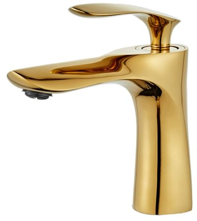 Leekayer Waschbecken Wasserhahn Gold Chrom Messing Einhand-Waschtisch-Mischbatterie,LK75239Gg