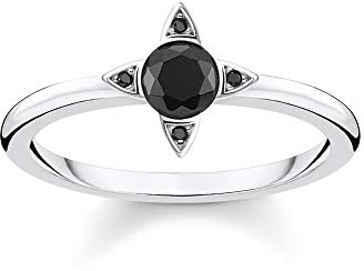 Thomas Sabo Damen-Ring Schwarze Steine silber 925 Sterlingsilber TR2268-643-11-56