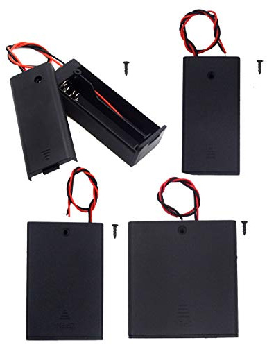LampVPath (Pack of 4) AA Battery Holder with Switch and Cover: Single 1AA 2AA 3AA 4AA