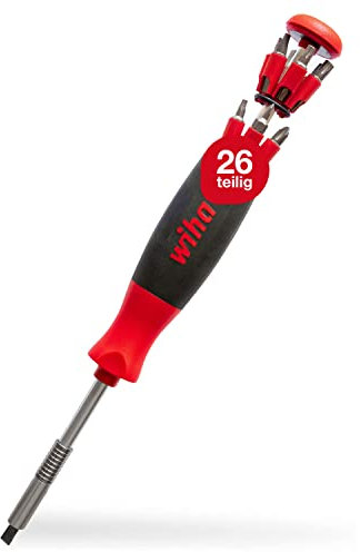 Wiha LiftUp 26one® Schraubendreher 13-tlg. mit Doppelbit Set im Griff I Bithalter I Innenvierkant, Innensechskant, PH, PZ, Schlitz, TORX (43895)