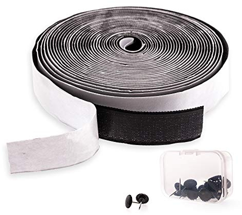 Door easy Fliegengitter Klettband selbstklebend - Extra starker Halt - Fliegengitter Fenster Klettband - 7m Klebeband für Fliegengitter - Hakenband selbstklebend schwarz ohne Flauschband