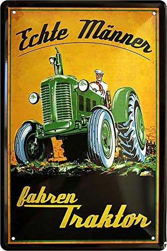 schilderkreis24 Blechschild 20x30cm – Lustiges Schild für Landwirte und Traktor-Fans, Deko & Geschenkidee (ECHTE MÄNNER Fahren Traktor)