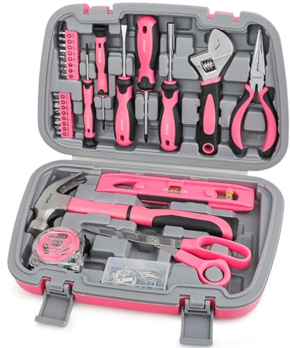Apollo Werkzeugkoffer in Rosa. Komplettes Werkzeug-Set für Frauen und Mädchen | 67-tlg. inklusive Hammer und Schraubenzieher-Set, um einfache Reparaturen im Haushalt zu erledigen. Pink