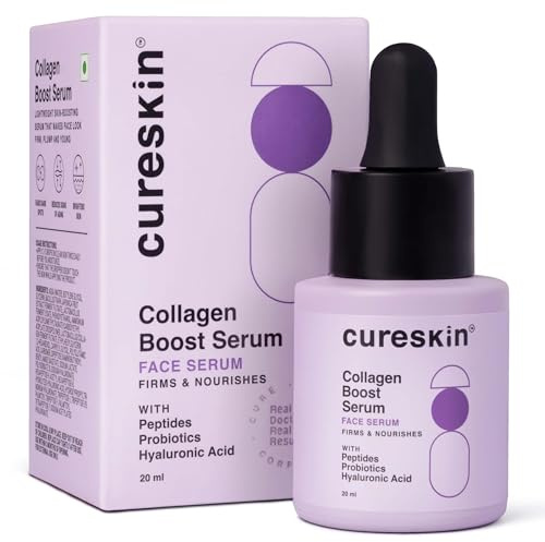 Cureskin Sérum aux peptides de collagène pour femmes, à l'acide hyaluronique, Crème visage anti-rides, sérum resserrant les pores pour un teint repulpé et uniforme, Cible les rides et ridules