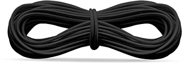 Realm Elastic Cord/Round Hat Elastic Black & White (1mm, 1.5mm, 2mm & 3mm) Craft, Jewellery Stringing, Masks, Party Hats (Black, 3mm - 3 metres)