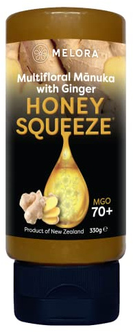 Melora 100% Pure & Certified Mānuka Honey Squeeze Bottles (Ginger)