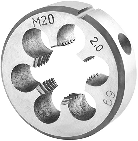 Burkit Metrische M20 x 2 runde Schneideisen für Rechtshänder | M20 x 2,0 Rechtsgewinde-Schneideisen aus legiertem Werkzeugstahl, zum Schneiden oder Reparieren von Außengewinden.