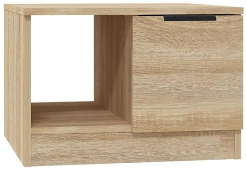 vidaXL Couchtisch mit 2 Fächern Beistelltisch Wohnzimmertisch Kaffeetisch Sofatisch Teetisch Tisch Wohnzimmer Sonoma-Eiche 50x50x36cm Holzwerkstoff