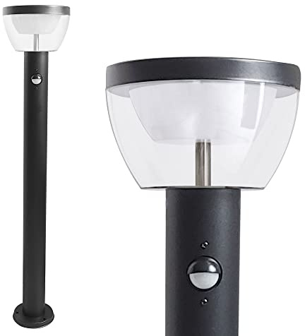 Maxkomfort LED Aussenleuchte mit Bewegungsmelder Standleuchte Gartenleuchte Wegeleuchte Lampe 9W Schwarz 80cm modern IP54 309A1-800