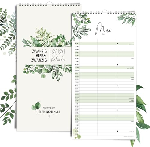 heaven+paper® Familienkalender 2026 3 Spalten | Familienplaner 2026 | Paarkalender & Wandkalender 2026 (21x42 cm) | Planer für Zwei | Mit Feiertagen & Schulferien | Made in Germany