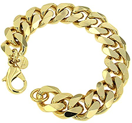 Original italienisches Panzerarmband vergoldet 16,5mm breit 20 cm Goldarmband Armband Damen Herren Schmuck ab Fabrik tendenze Italy