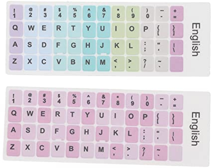 ASHATA 2Pcs Computer Keyboard Skins, Colorful English Keyboard Stickers for PC Computer Laptop Notebook Desktop (A)